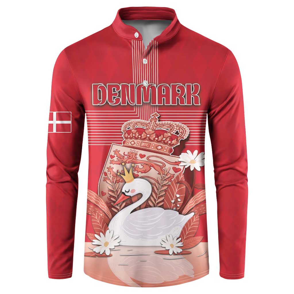 Personalized Denmark Button Sweatshirt Mute Swan With Symbol - Wonder Print Shop