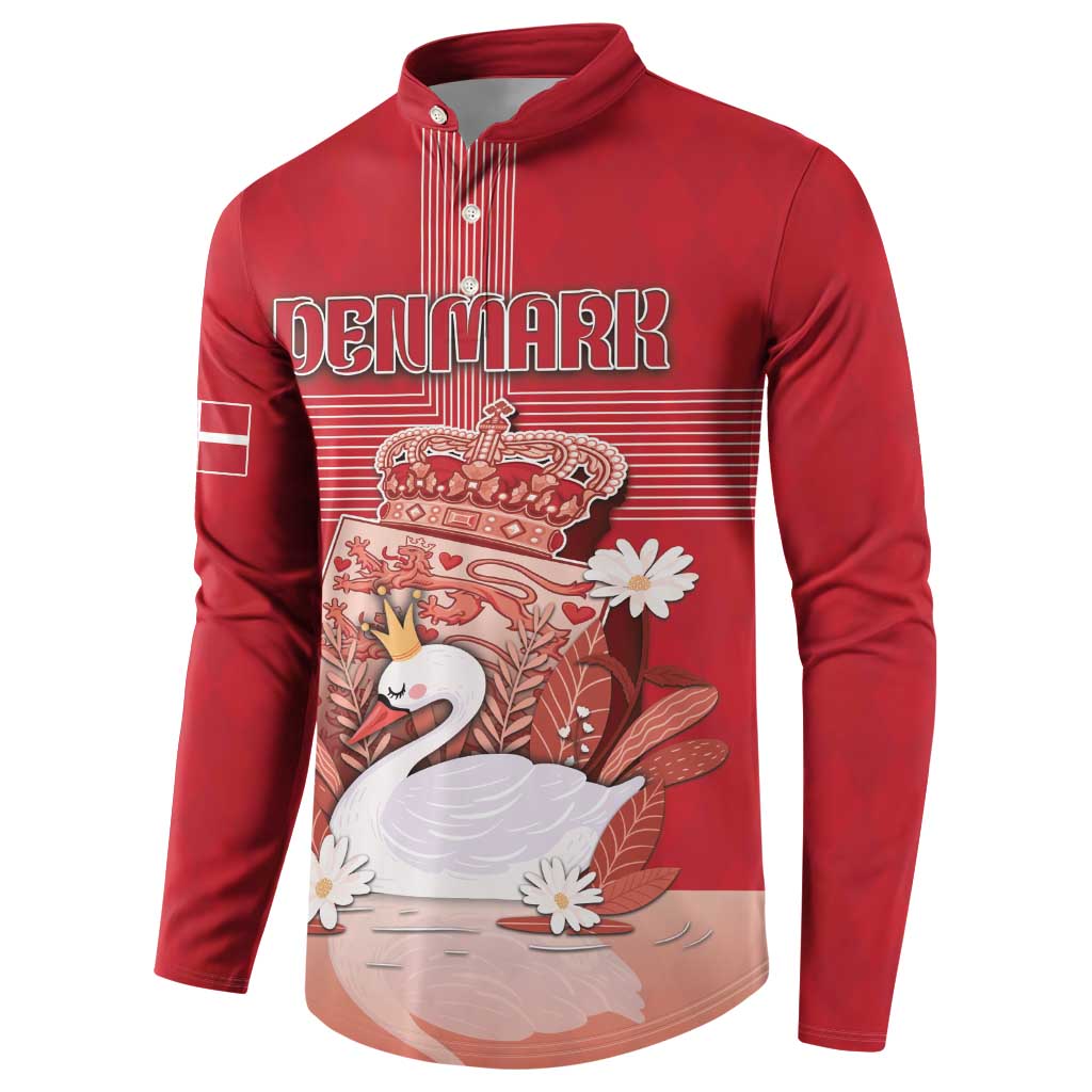 Personalized Denmark Button Sweatshirt Mute Swan With Symbol - Wonder Print Shop