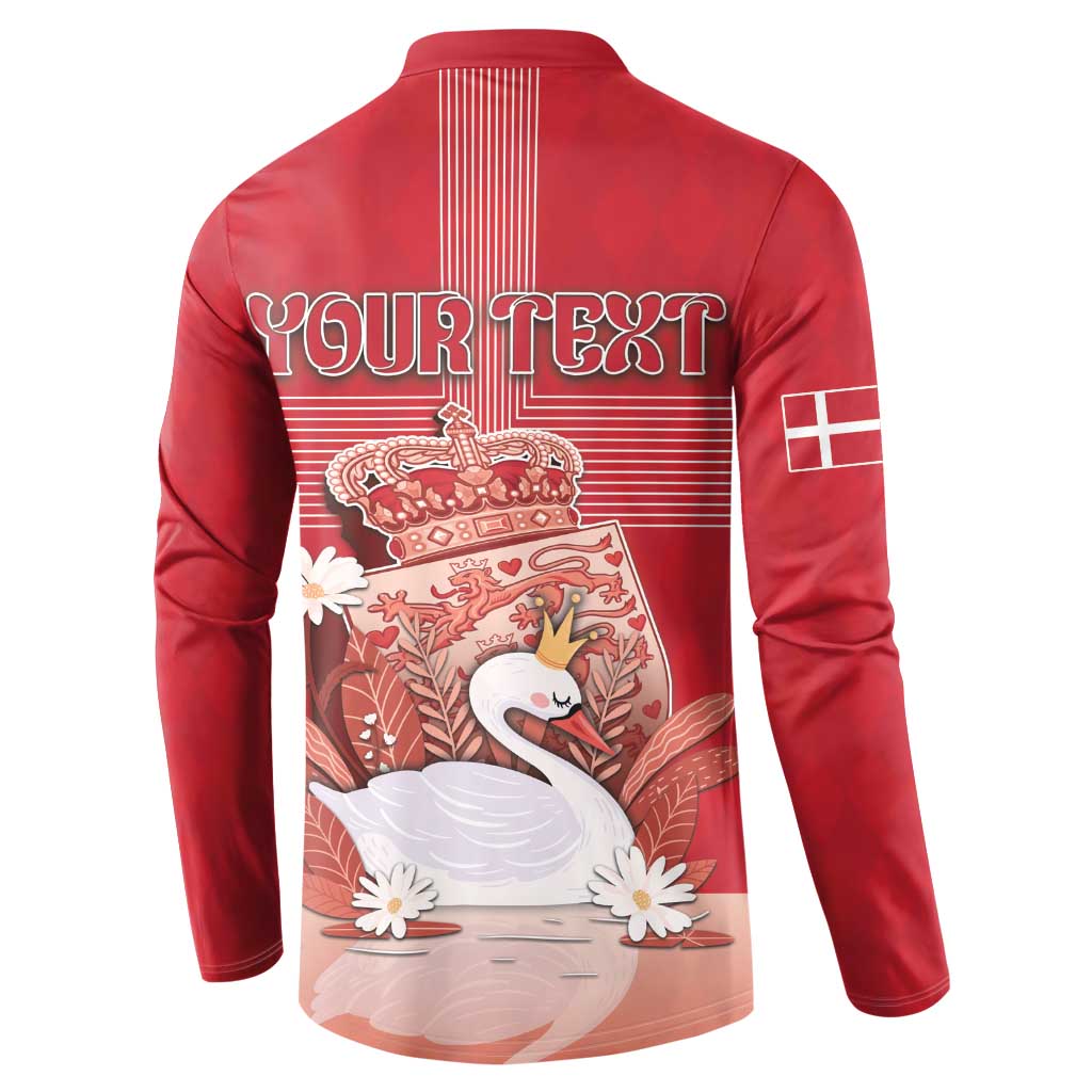 Personalized Denmark Button Sweatshirt Mute Swan With Symbol - Wonder Print Shop