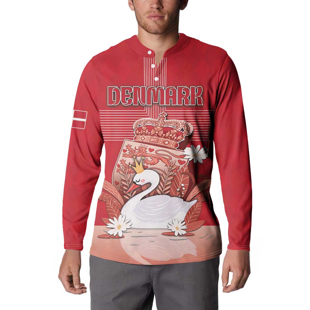 Personalized Denmark Button Sweatshirt Mute Swan With Symbol - Wonder Print Shop