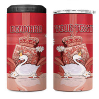Personalized Denmark 4 in 1 Can Cooler Tumbler Mute Swan With Symbol - Wonder Print Shop
