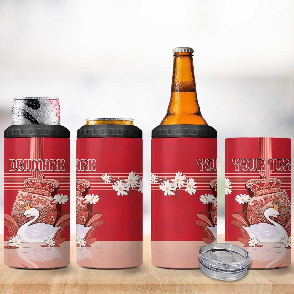 Personalized Denmark 4 in 1 Can Cooler Tumbler Mute Swan With Symbol - Wonder Print Shop