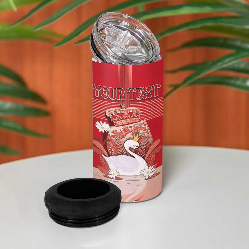 Personalized Denmark 4 in 1 Can Cooler Tumbler Mute Swan With Symbol - Wonder Print Shop