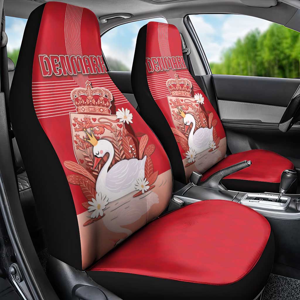 Denmark Car Seat Cover Mute Swan With Symbol - Wonder Print Shop