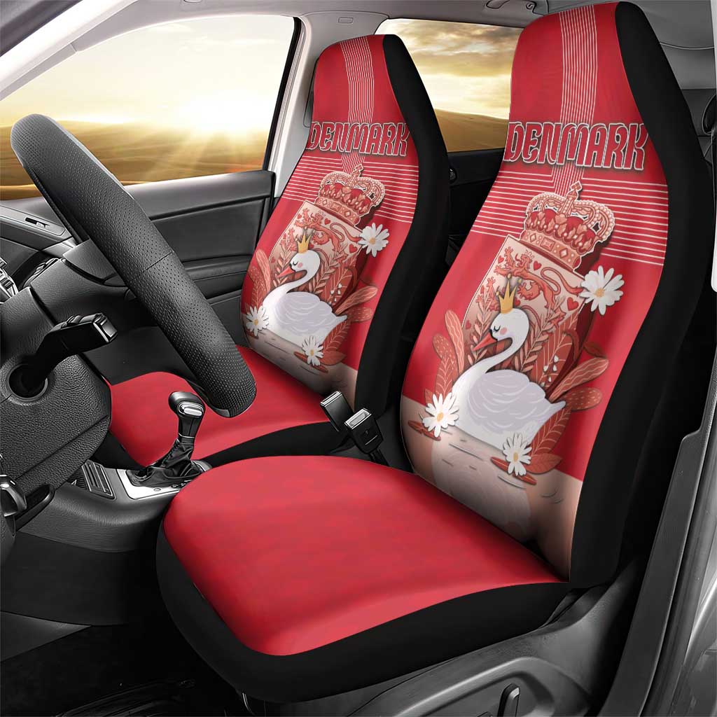 Denmark Car Seat Cover Mute Swan With Symbol - Wonder Print Shop