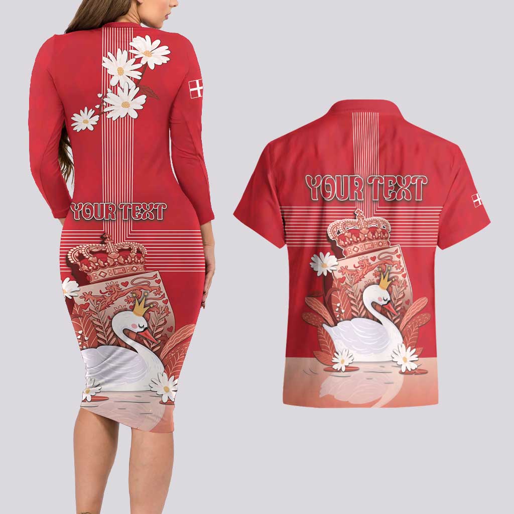 Personalized Denmark Couples Matching Long Sleeve Bodycon Dress and Hawaiian Shirt Mute Swan With Symbol - Wonder Print Shop