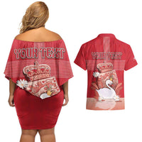 Personalized Denmark Couples Matching Off Shoulder Short Dress and Hawaiian Shirt Mute Swan With Symbol - Wonder Print Shop