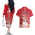 Personalized Denmark Couples Matching Off The Shoulder Long Sleeve Dress and Hawaiian Shirt Mute Swan With Symbol - Wonder Print Shop