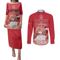 Personalized Denmark Couples Matching Puletasi and Long Sleeve Button Shirt Mute Swan With Symbol - Wonder Print Shop