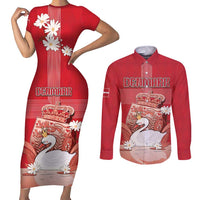 Personalized Denmark Couples Matching Short Sleeve Bodycon Dress and Long Sleeve Button Shirt Mute Swan With Symbol - Wonder Print Shop