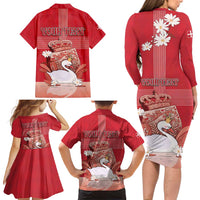 Personalized Denmark Family Matching Long Sleeve Bodycon Dress and Hawaiian Shirt Mute Swan With Symbol - Wonder Print Shop