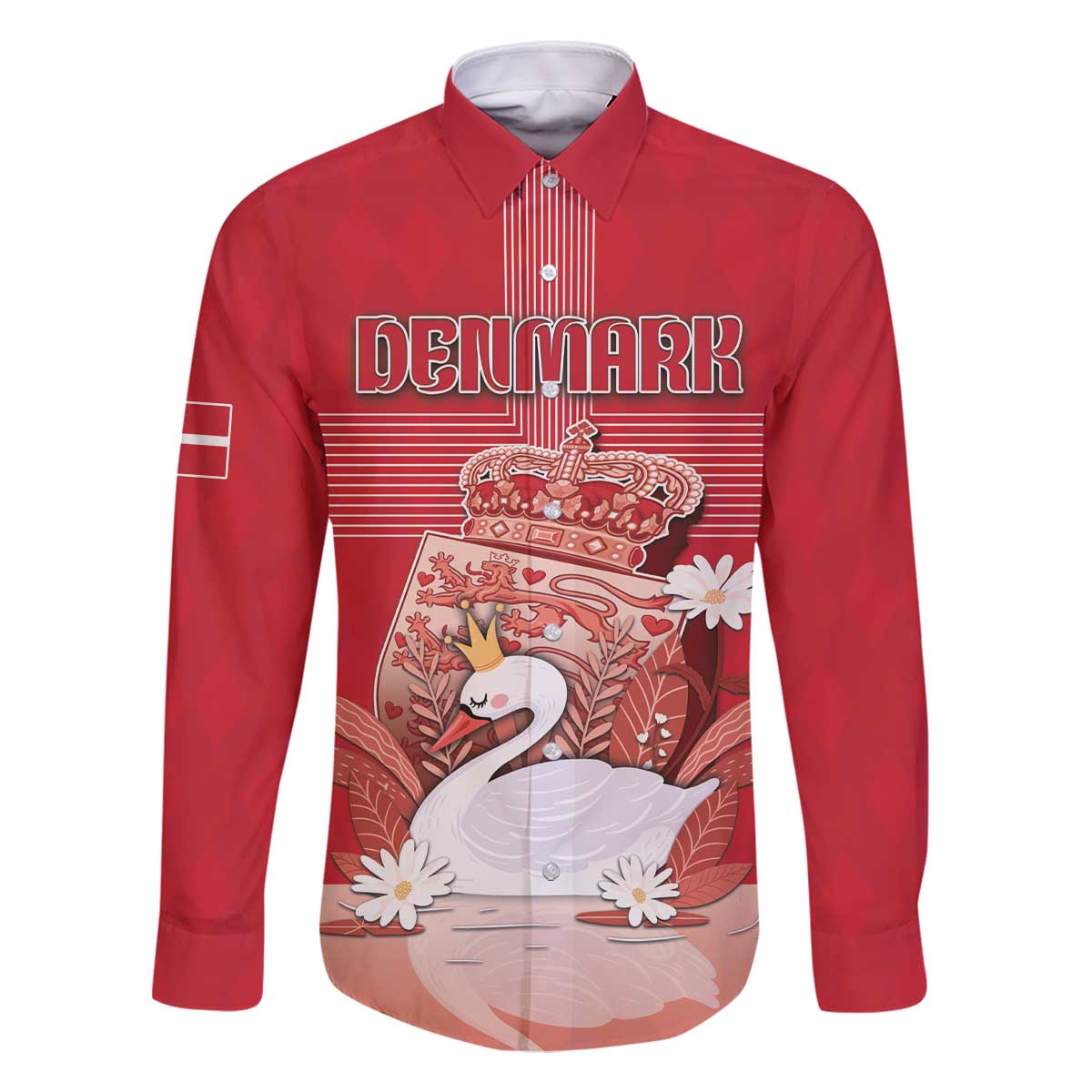 Personalized Denmark Family Matching Off The Shoulder Long Sleeve Dress and Hawaiian Shirt Mute Swan With Symbol - Wonder Print Shop