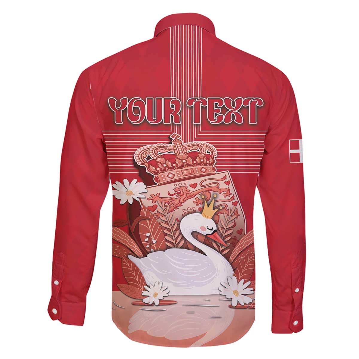 Personalized Denmark Family Matching Off The Shoulder Long Sleeve Dress and Hawaiian Shirt Mute Swan With Symbol - Wonder Print Shop