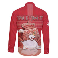 Personalized Denmark Family Matching Off The Shoulder Long Sleeve Dress and Hawaiian Shirt Mute Swan With Symbol - Wonder Print Shop