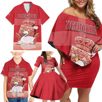 Personalized Denmark Family Matching Off Shoulder Short Dress and Hawaiian Shirt Mute Swan With Symbol - Wonder Print Shop