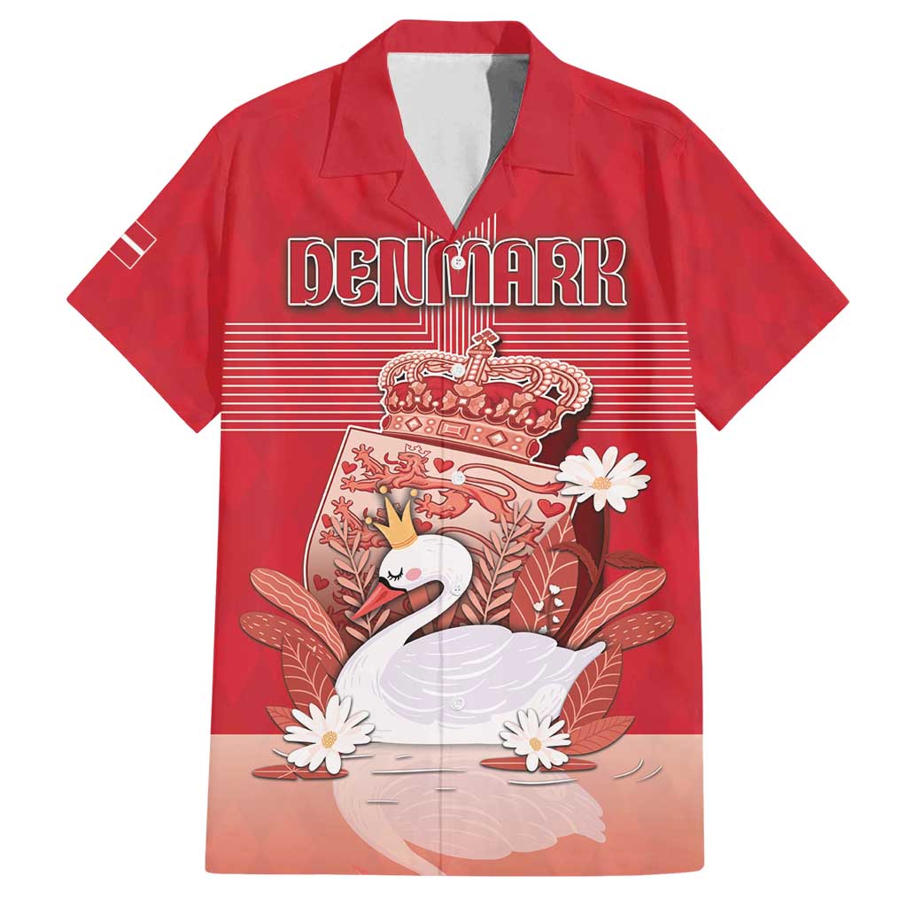 Personalized Denmark Family Matching Off Shoulder Short Dress and Hawaiian Shirt Mute Swan With Symbol - Wonder Print Shop