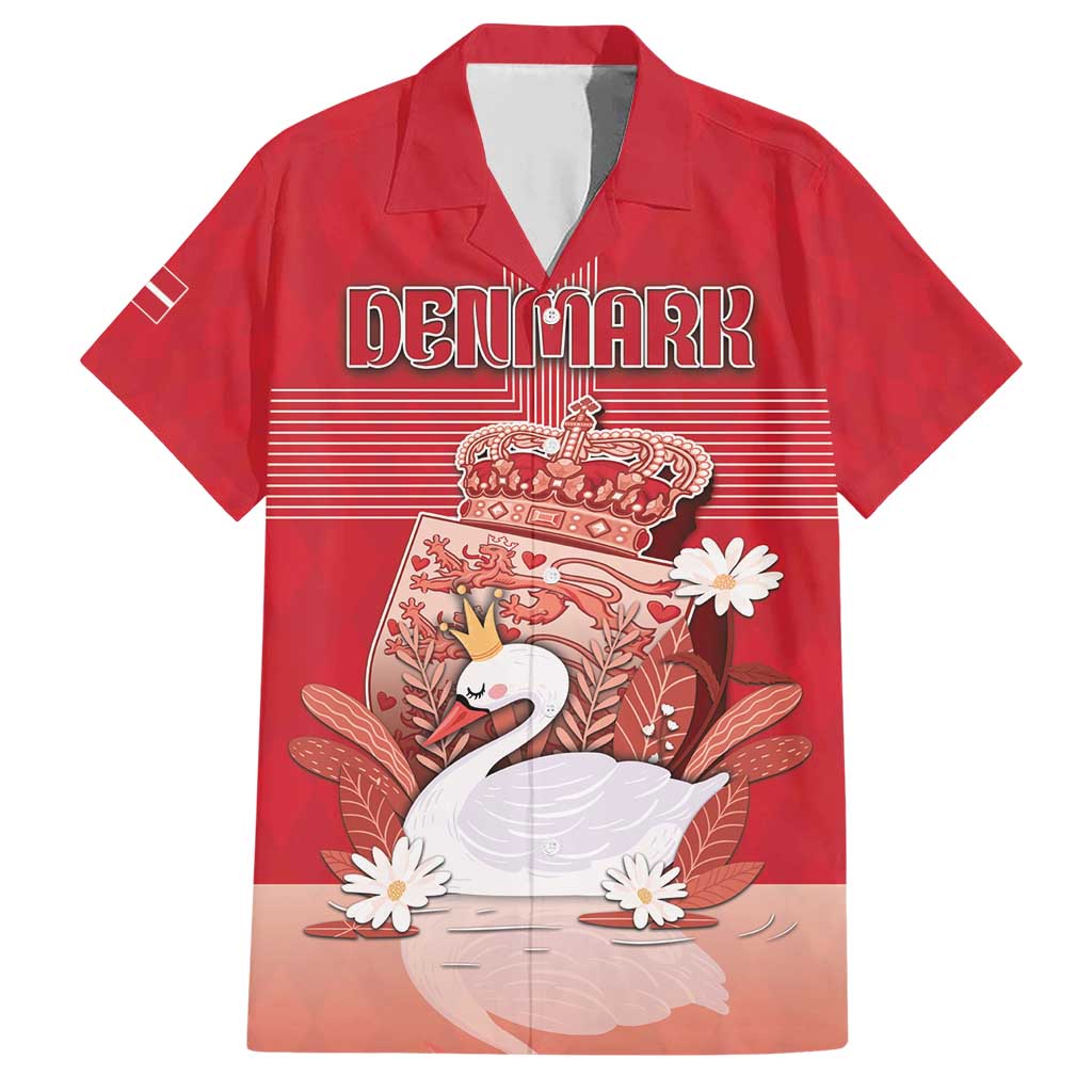 Personalized Denmark Family Matching Short Sleeve Bodycon Dress and Hawaiian Shirt Mute Swan With Symbol - Wonder Print Shop