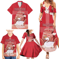 Personalized Denmark Family Matching Summer Maxi Dress and Hawaiian Shirt Mute Swan With Symbol - Wonder Print Shop
