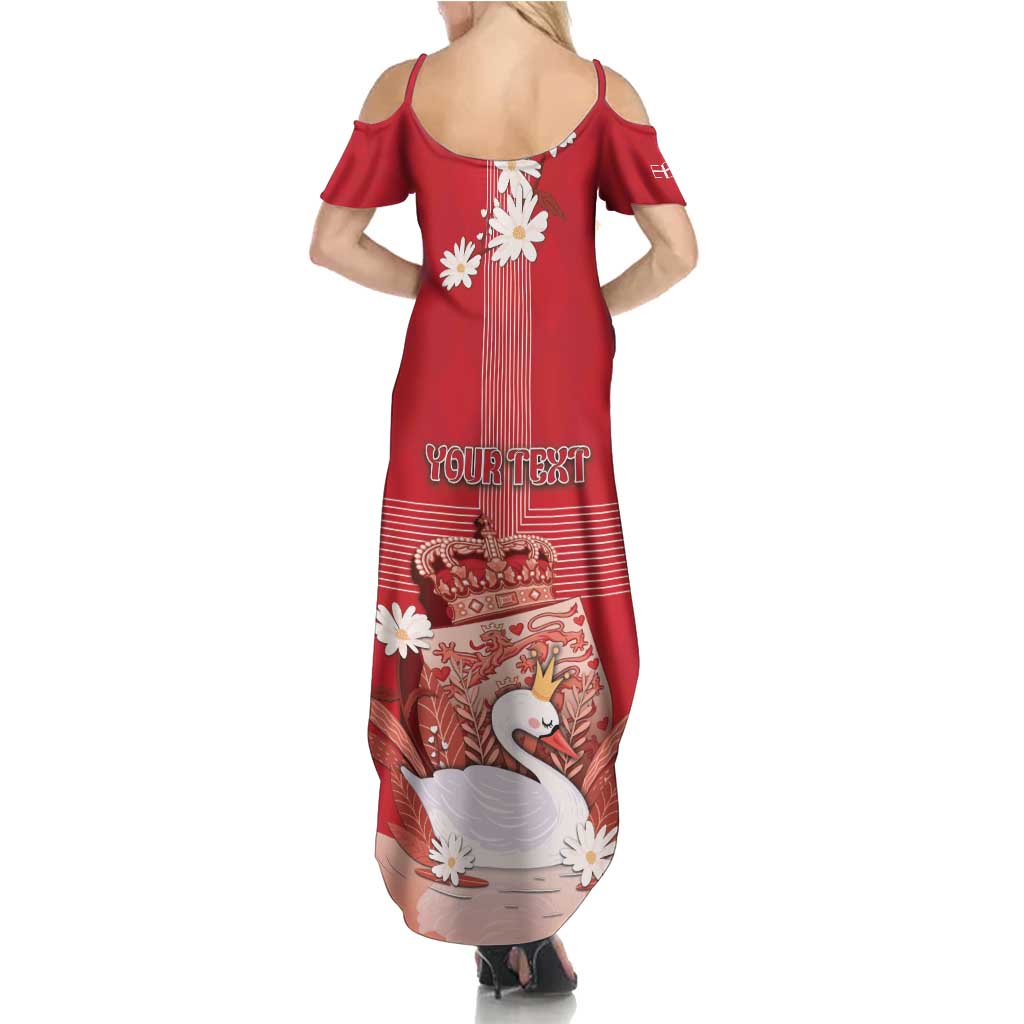 Personalized Denmark Family Matching Summer Maxi Dress and Hawaiian Shirt Mute Swan With Symbol - Wonder Print Shop