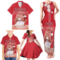 Personalized Denmark Family Matching Tank Maxi Dress and Hawaiian Shirt Mute Swan With Symbol - Wonder Print Shop
