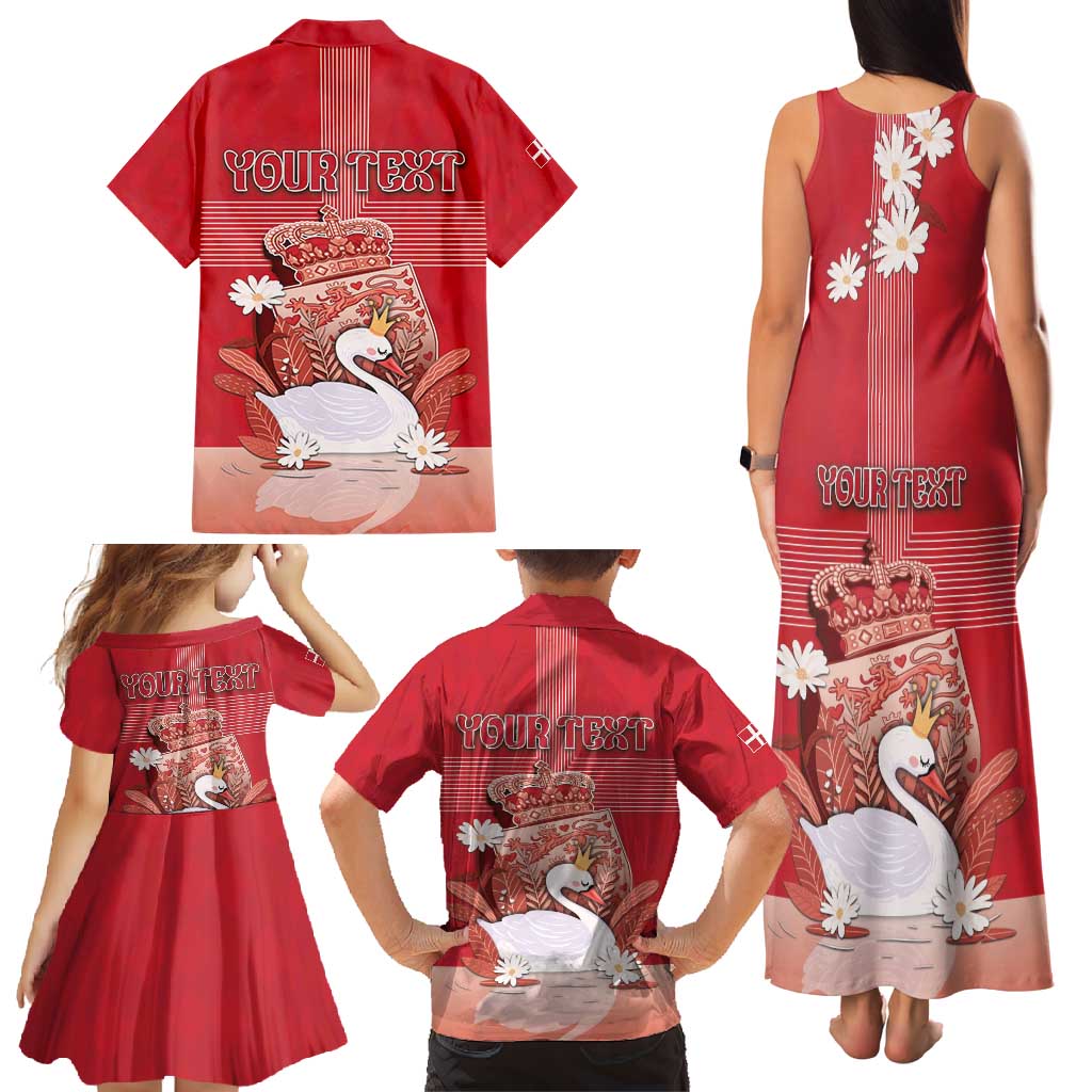 Personalized Denmark Family Matching Tank Maxi Dress and Hawaiian Shirt Mute Swan With Symbol - Wonder Print Shop