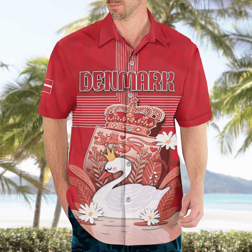 Personalized Denmark Hawaiian Shirt Mute Swan With Symbol - Wonder Print Shop