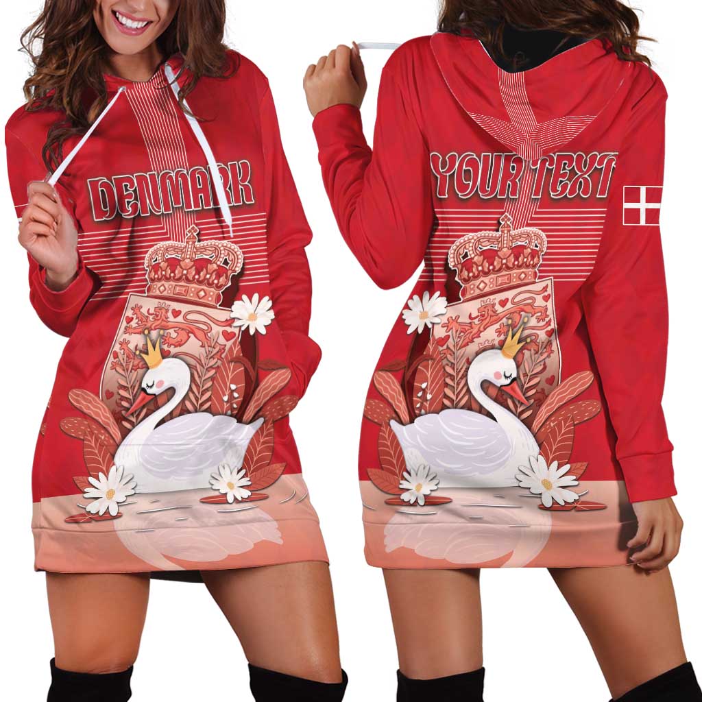 Personalized Denmark Hoodie Dress Mute Swan With Symbol - Wonder Print Shop