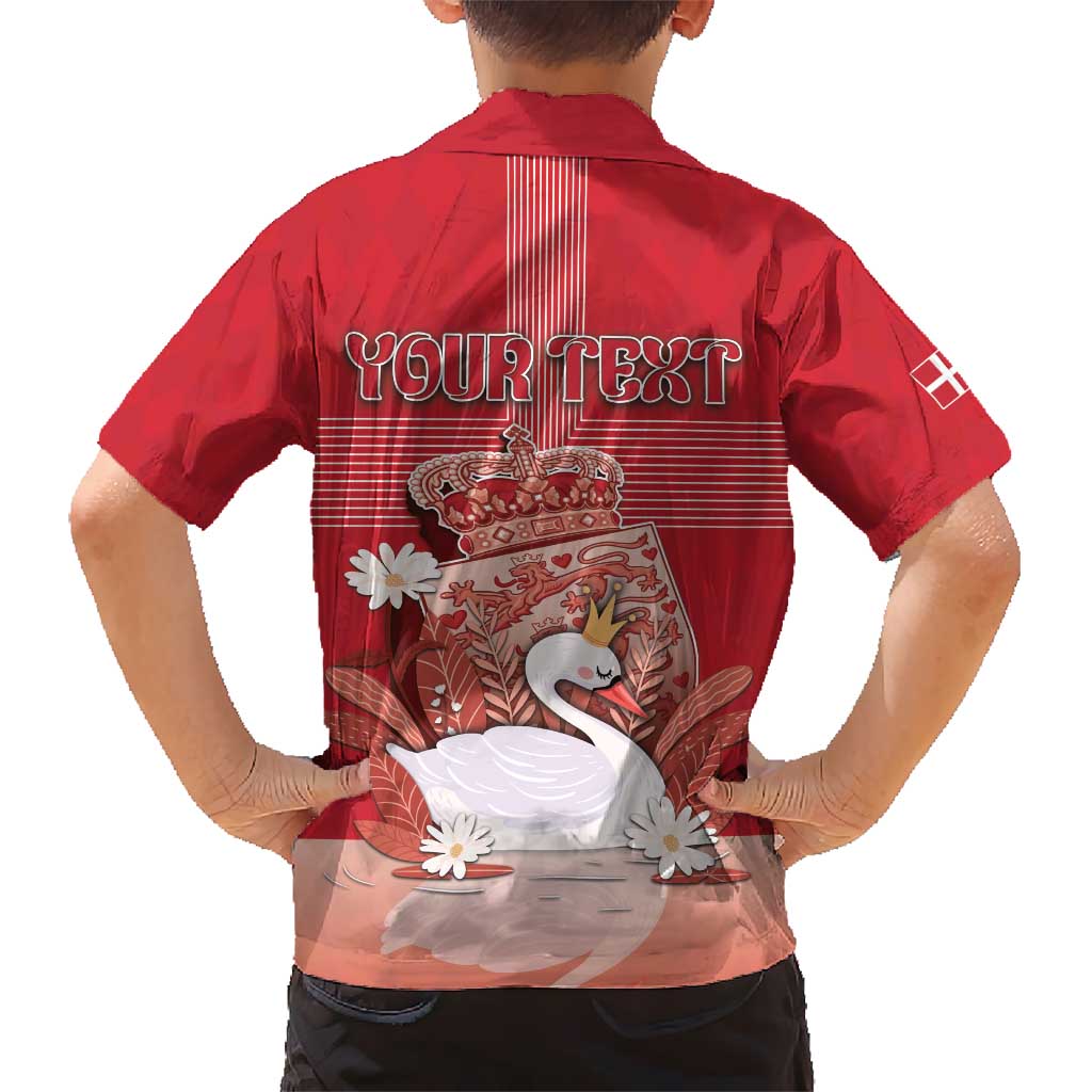 Personalized Denmark Kid Hawaiian Shirt Mute Swan With Symbol - Wonder Print Shop