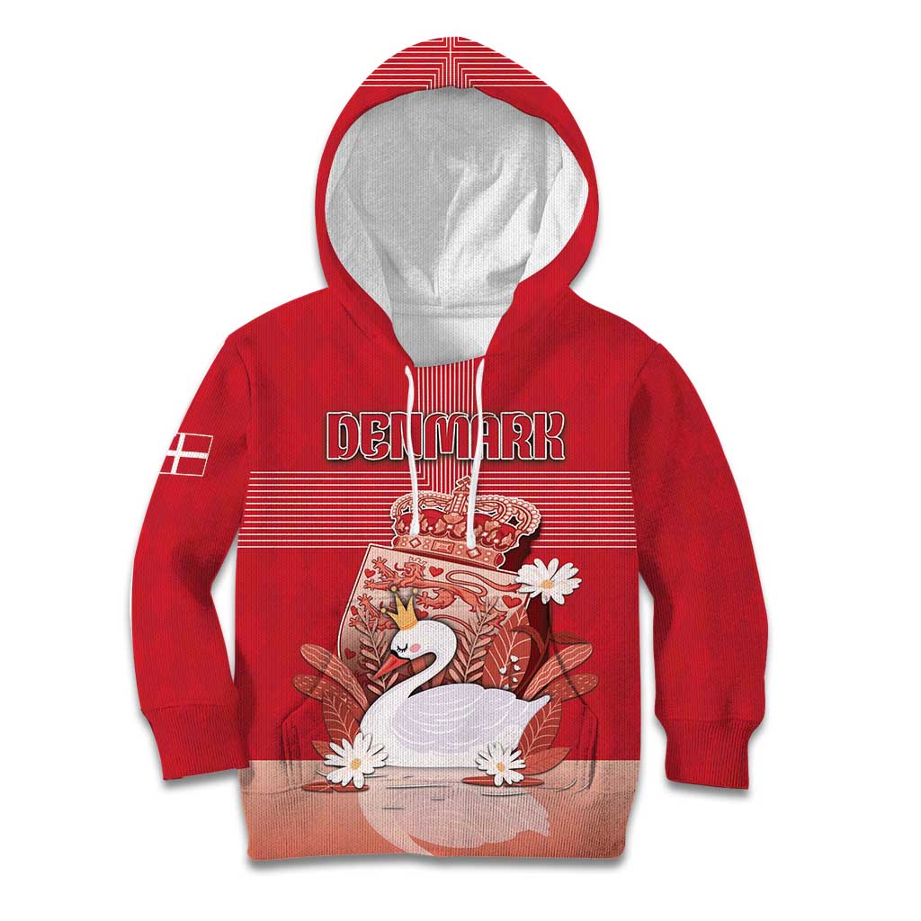 Personalized Denmark Kid Hoodie Mute Swan With Symbol - Wonder Print Shop