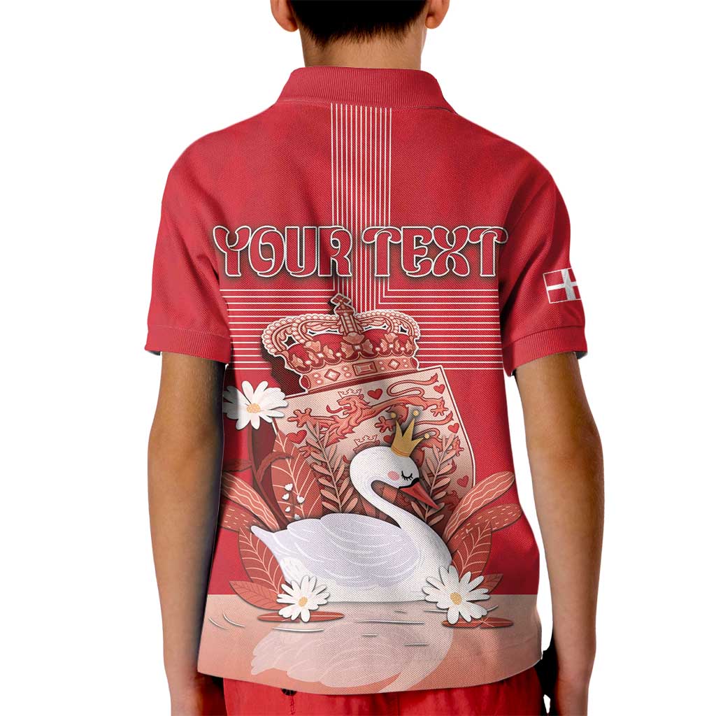 Personalized Denmark Kid Polo Shirt Mute Swan With Symbol - Wonder Print Shop