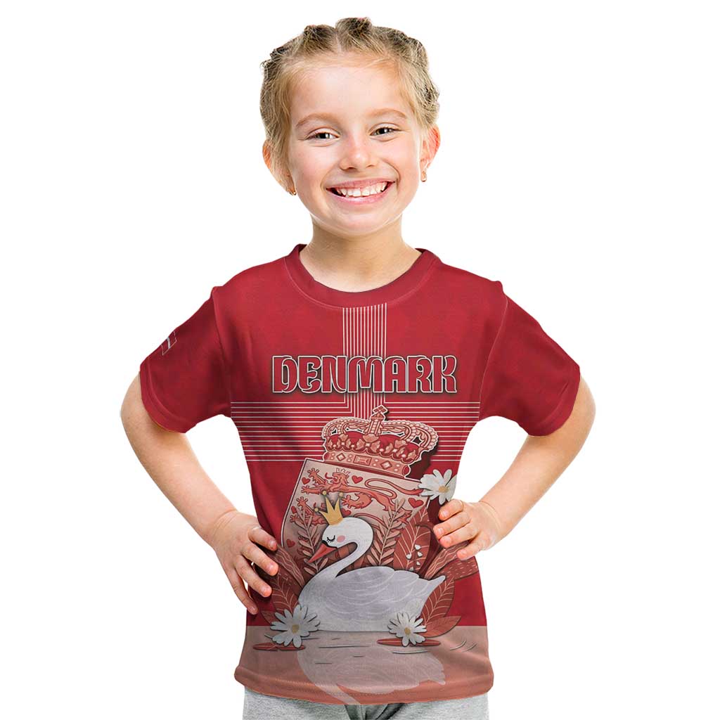 Personalized Denmark Kid T Shirt Mute Swan With Symbol - Wonder Print Shop