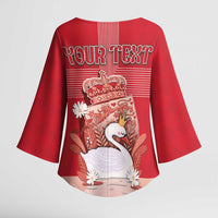 Personalized Denmark Kimono Sleeve Blouse Mute Swan With Symbol - Wonder Print Shop