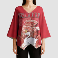 Personalized Denmark Kimono Sleeve Blouse Mute Swan With Symbol - Wonder Print Shop