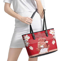 Denmark Leather Tote Bag Mute Swan With Symbol - Wonder Print Shop