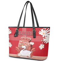 Denmark Leather Tote Bag Mute Swan With Symbol - Wonder Print Shop