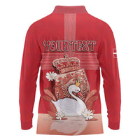 Personalized Denmark Long Sleeve Polo Shirt Mute Swan With Symbol - Wonder Print Shop