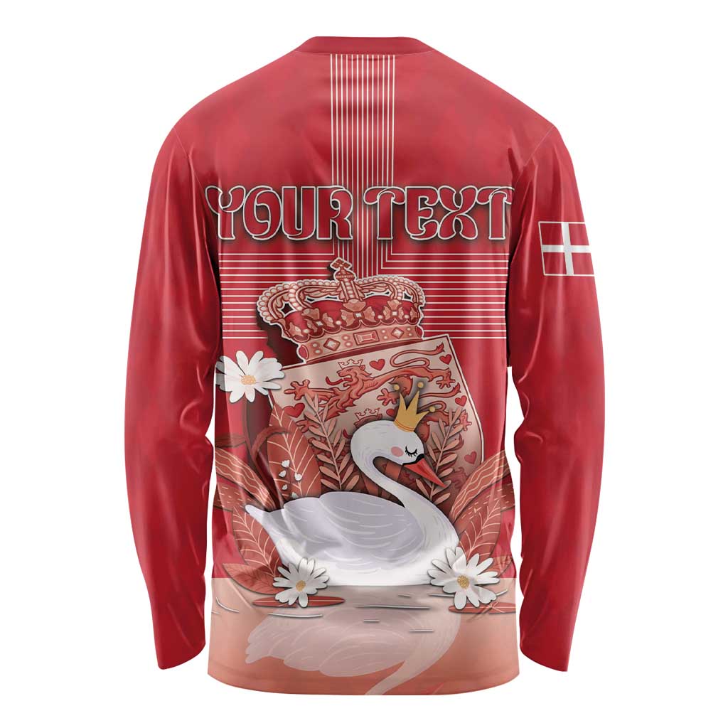 Personalized Denmark Long Sleeve Shirt Mute Swan With Symbol - Wonder Print Shop