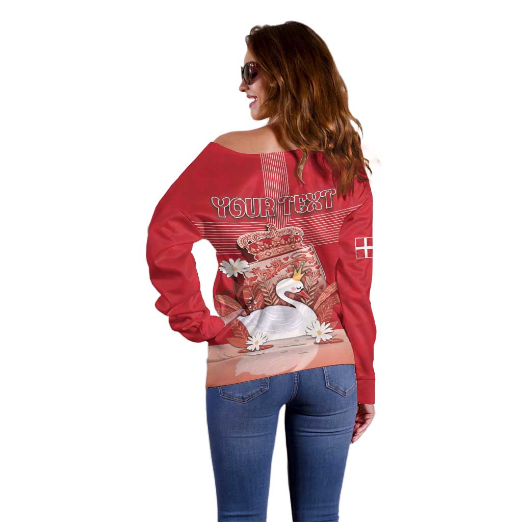 Personalized Denmark Off Shoulder Sweater Mute Swan With Symbol - Wonder Print Shop