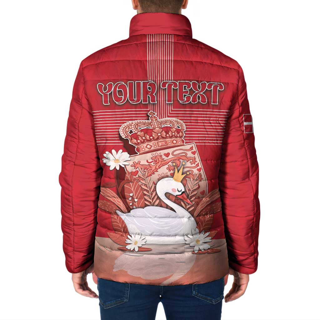 Personalized Denmark Padded Jacket Mute Swan With Symbol - Wonder Print Shop