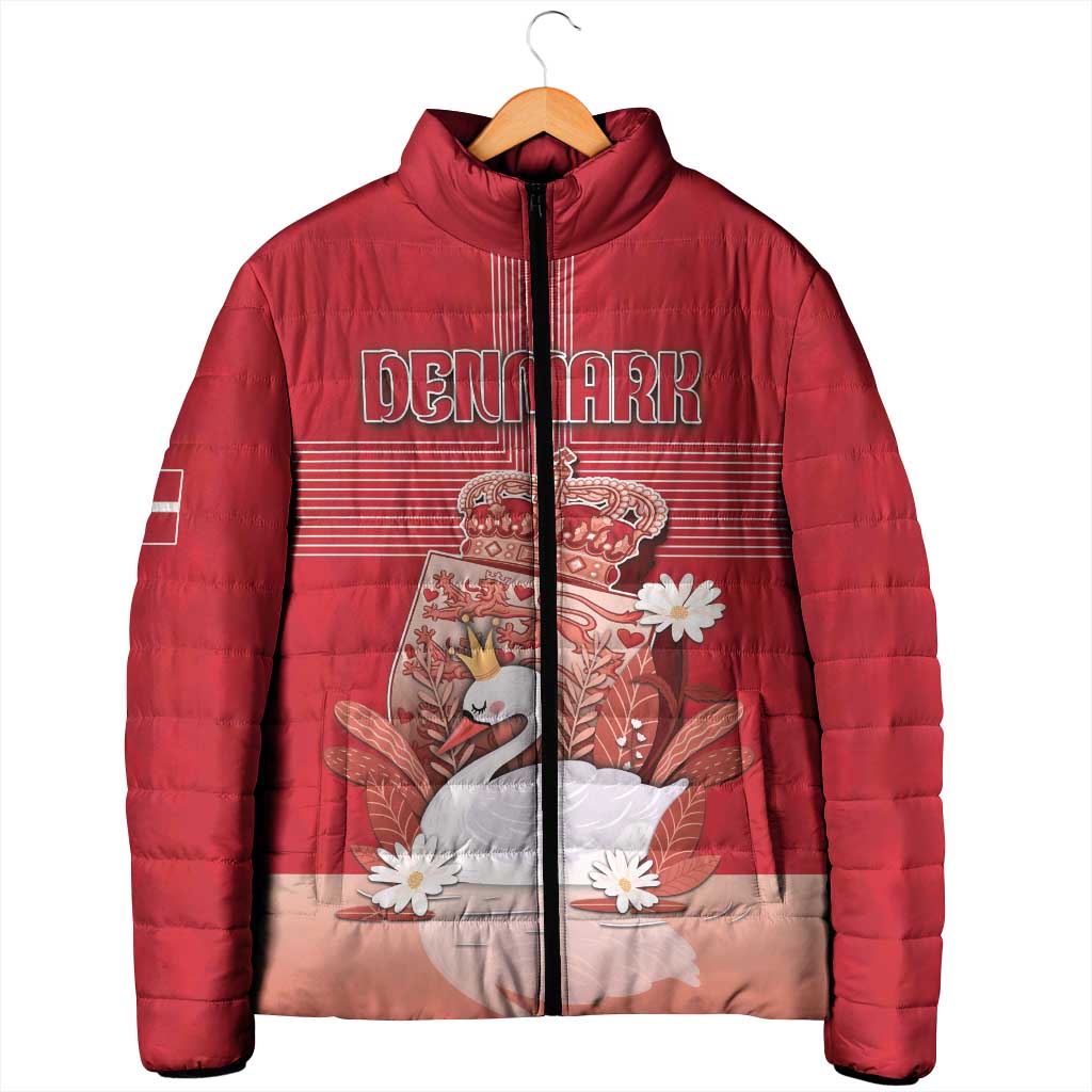 Personalized Denmark Padded Jacket Mute Swan With Symbol - Wonder Print Shop
