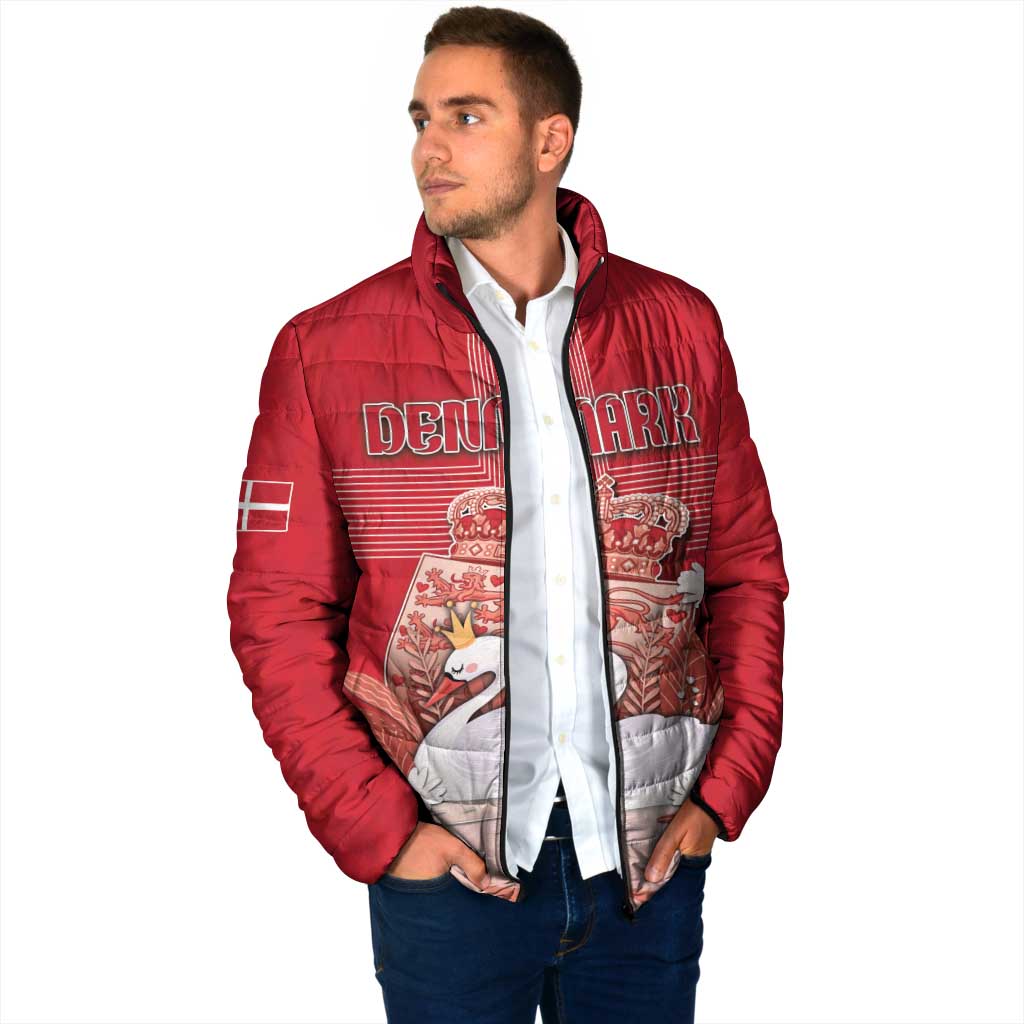 Personalized Denmark Padded Jacket Mute Swan With Symbol - Wonder Print Shop