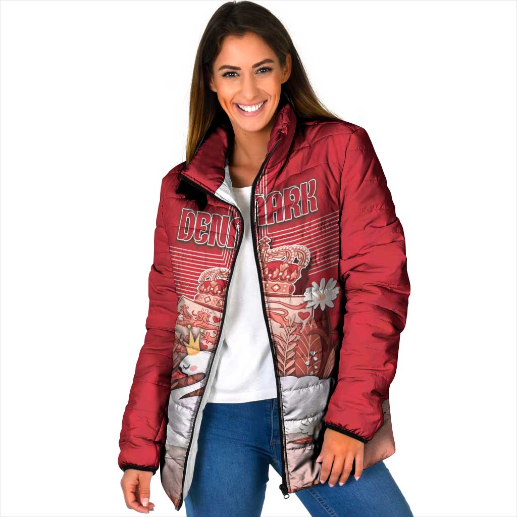 Personalized Denmark Padded Jacket Mute Swan With Symbol - Wonder Print Shop