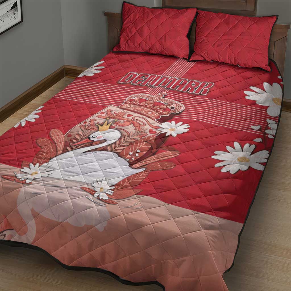 Denmark Quilt Bed Set Mute Swan With Symbol - Wonder Print Shop