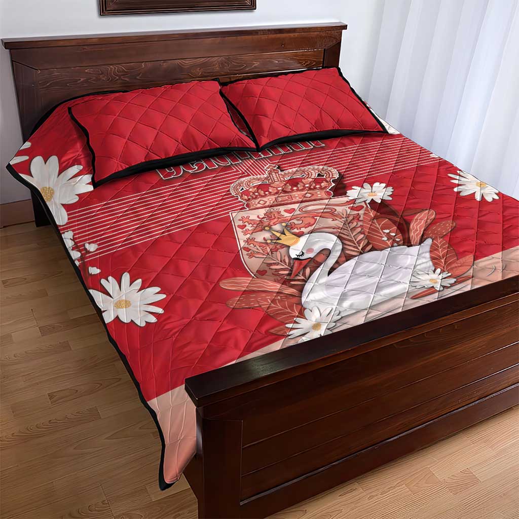 Denmark Quilt Bed Set Mute Swan With Symbol - Wonder Print Shop