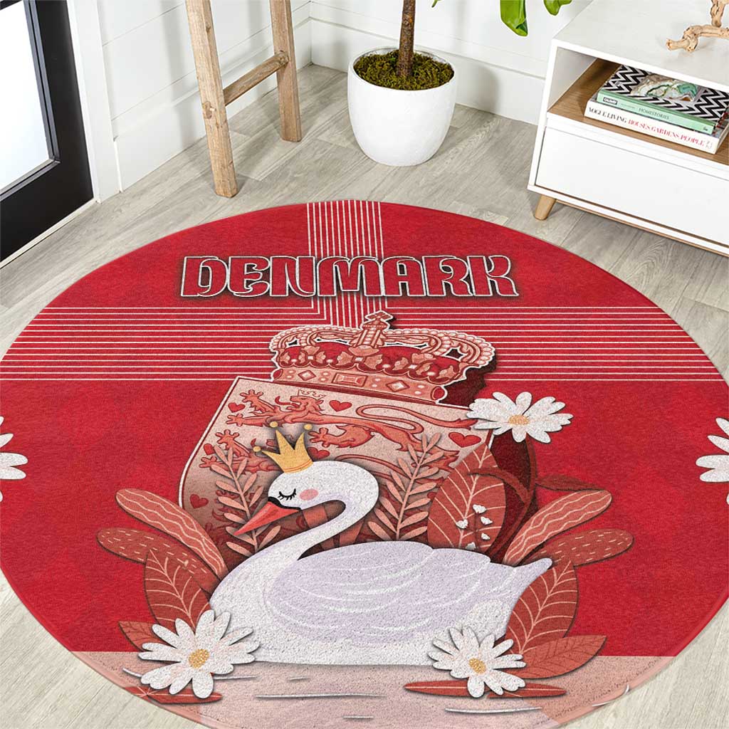 Denmark Round Carpet Mute Swan With Symbol - Wonder Print Shop