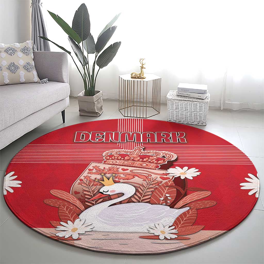 Denmark Round Carpet Mute Swan With Symbol - Wonder Print Shop