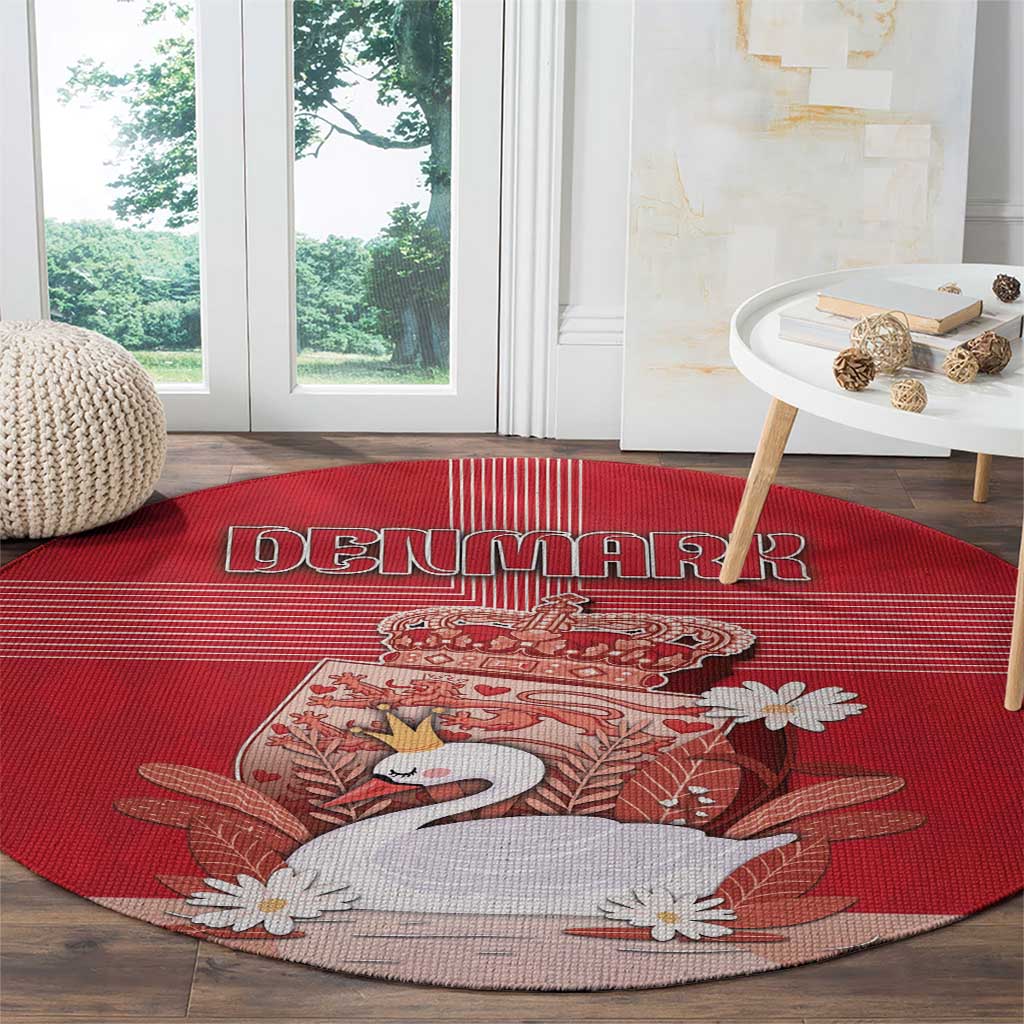 Denmark Round Carpet Mute Swan With Symbol - Wonder Print Shop