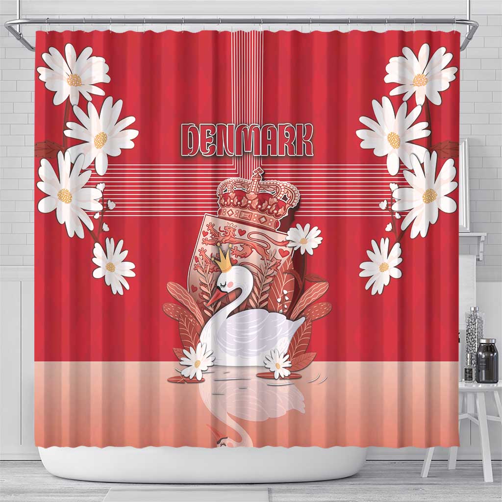 Denmark Shower Curtain Mute Swan With Symbol - Wonder Print Shop