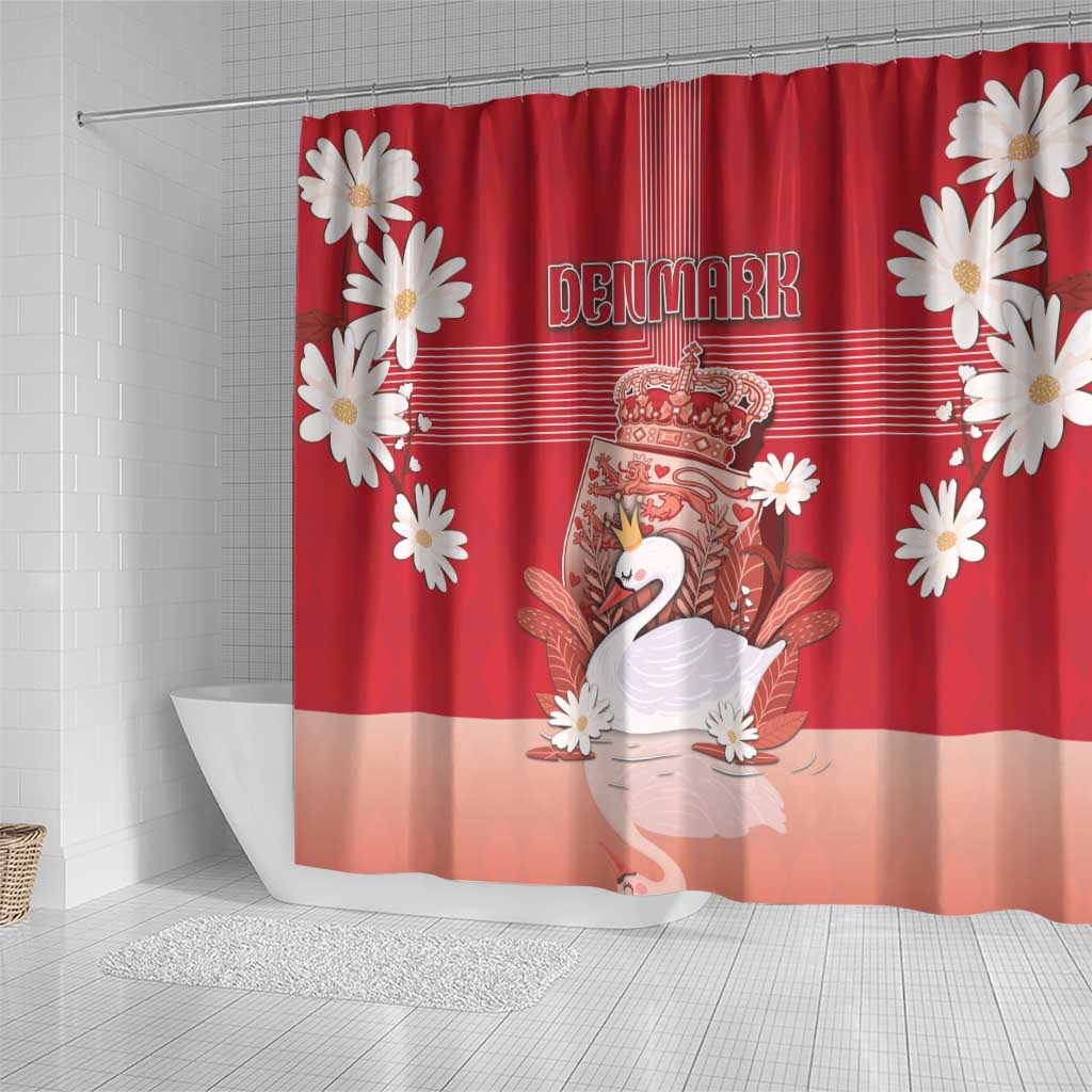Denmark Shower Curtain Mute Swan With Symbol - Wonder Print Shop