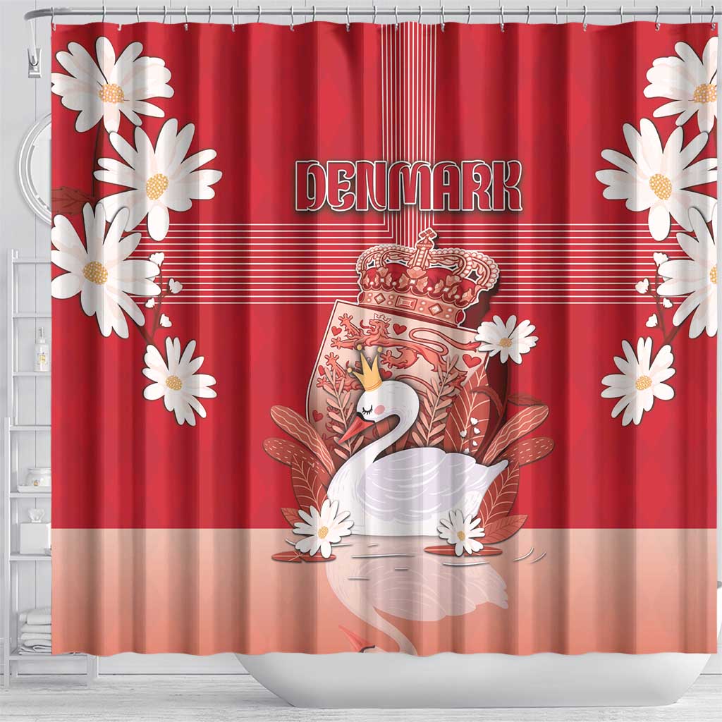 Denmark Shower Curtain Mute Swan With Symbol - Wonder Print Shop